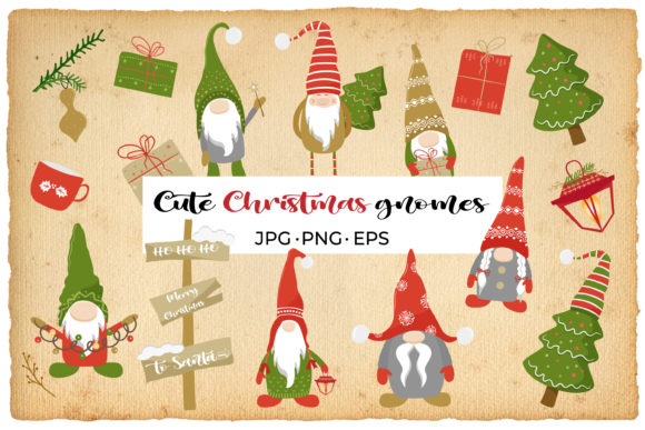 Christmas Cute Gnomes Vector Illustrations
