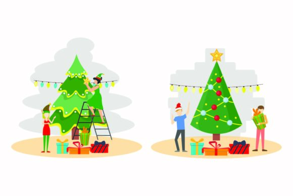 Christmas Decoration Festive Design Set for Illustrations