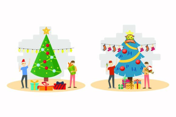 Christmas Decoration Garland Vector Set for Branding and Packaging