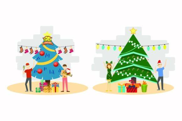 Christmas Fir Celebration Vector Set for Local Branding