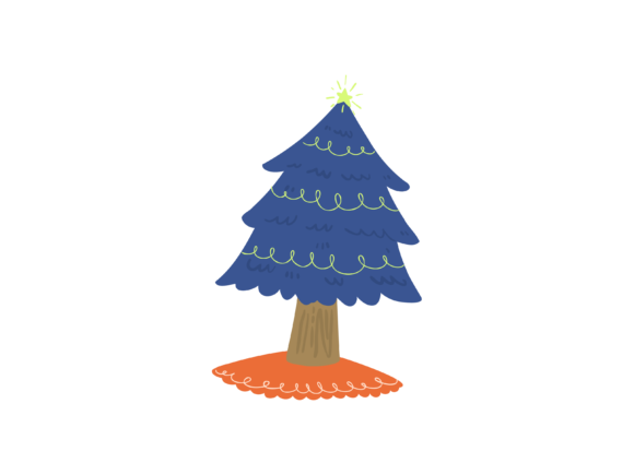 Christmas Illustration Dark Blue Tree for Branding and Marketing