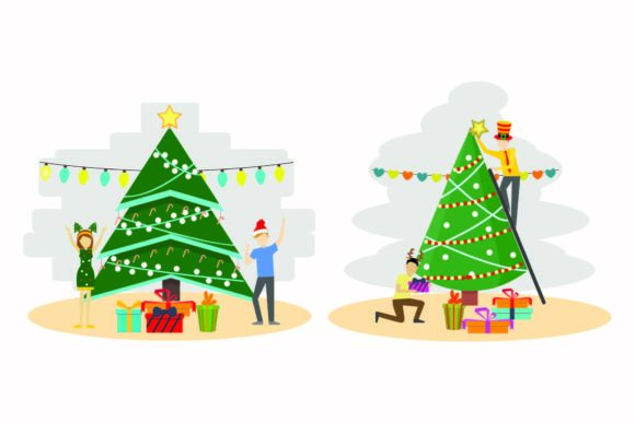 Christmas Present Celebration Vector Set for Illustrations