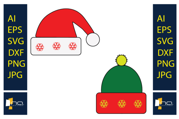 Christmas Set Hat Color Snow Illustrations