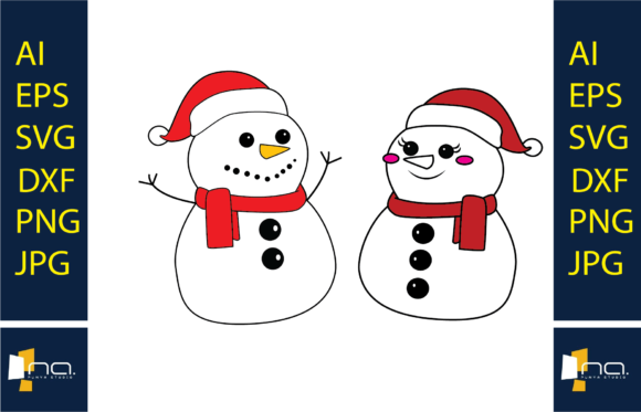 Christmas Snowman and Girl Happy Illustration Review
