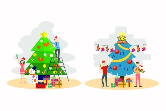 Christmas Tree Decoration Vector Set for Illustrations