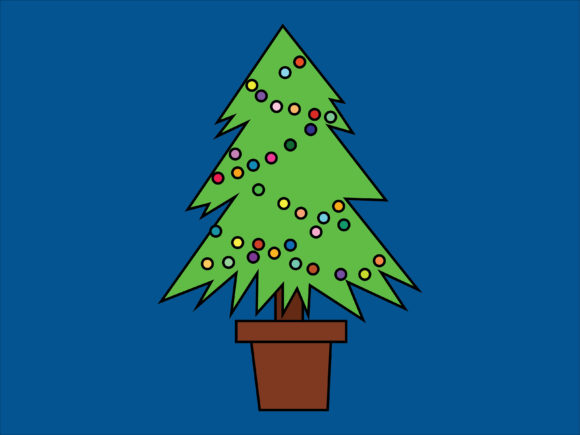 Illustration Christmas Tree with Lamp for Creative Projects